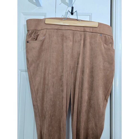 Gloria Vanderbilt Womens Suede-Look Pants Size 14 Average Medium Brown Polyester - Picture 1 of 4